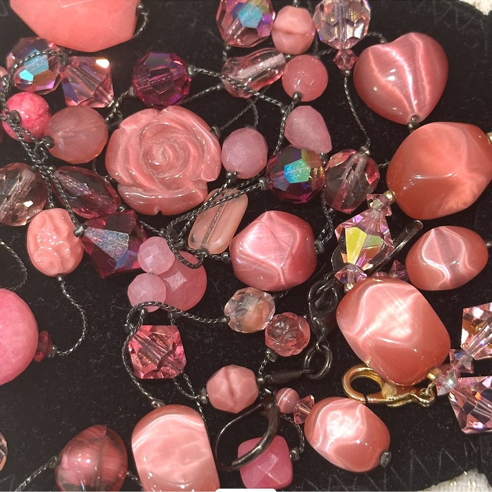 Dabby Reid Shimmering Mix Crystals Cats Eye Beaded Necklace Bracelet Earrings